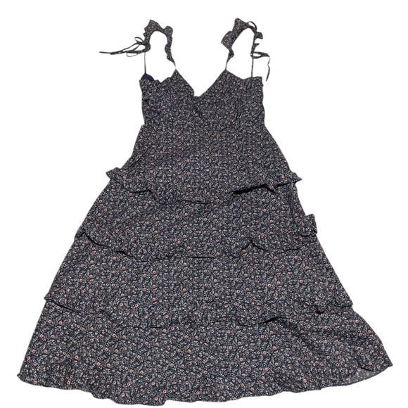 Floral Dress Tiered Midi Cotton Ruffle - Picture 1 of 5